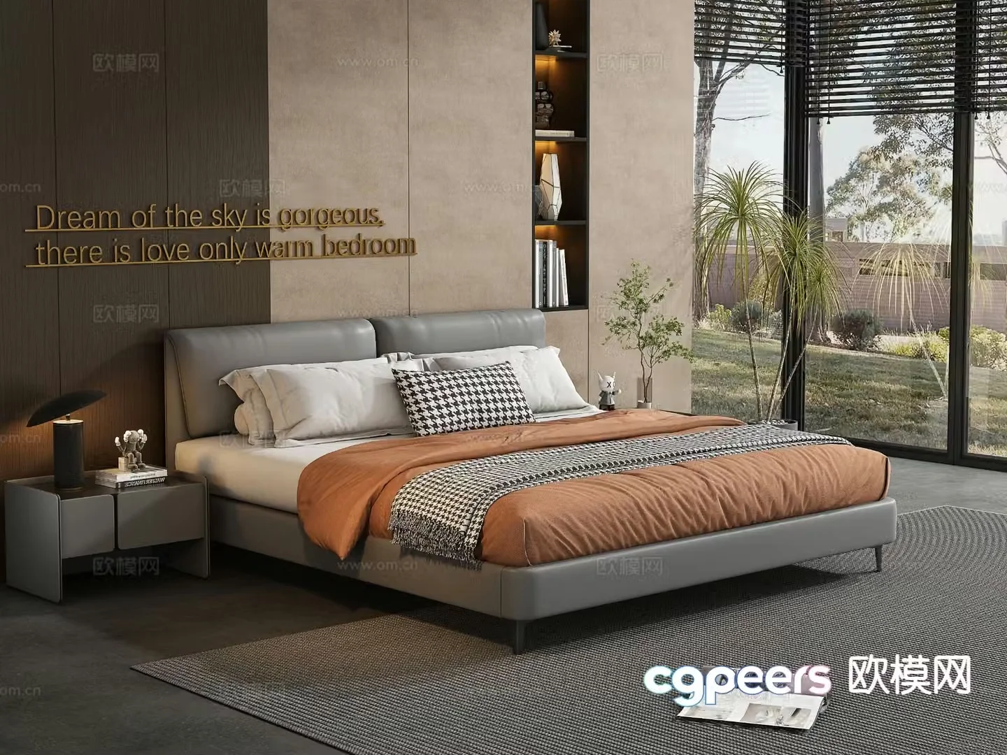 Italian double bed 3d model
