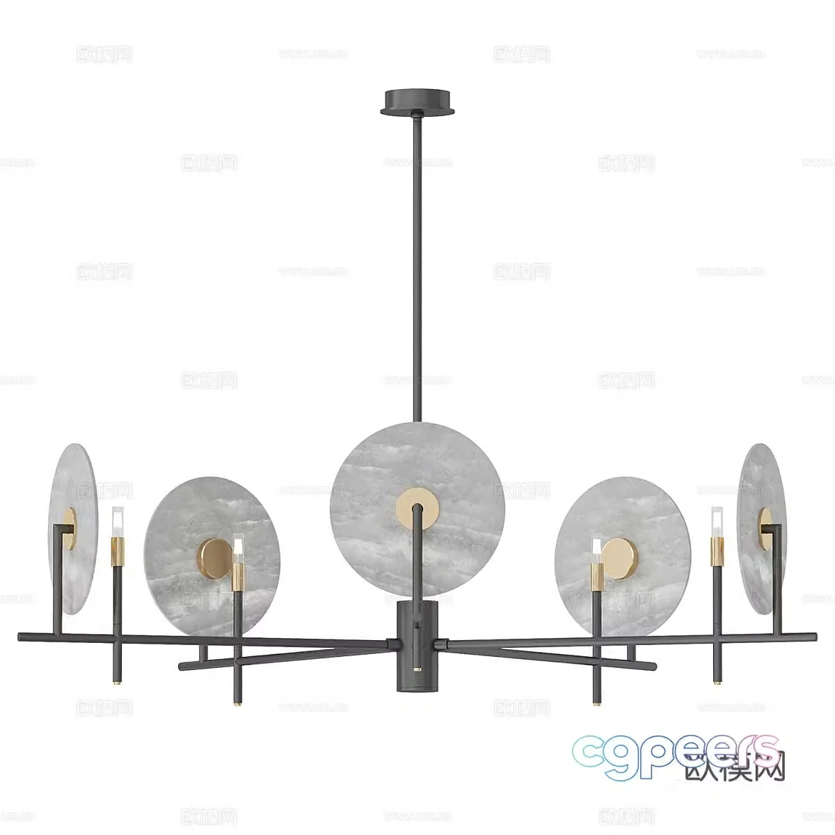 New Chinese Light Luxury Erto Decorative Chandelier 3D Model