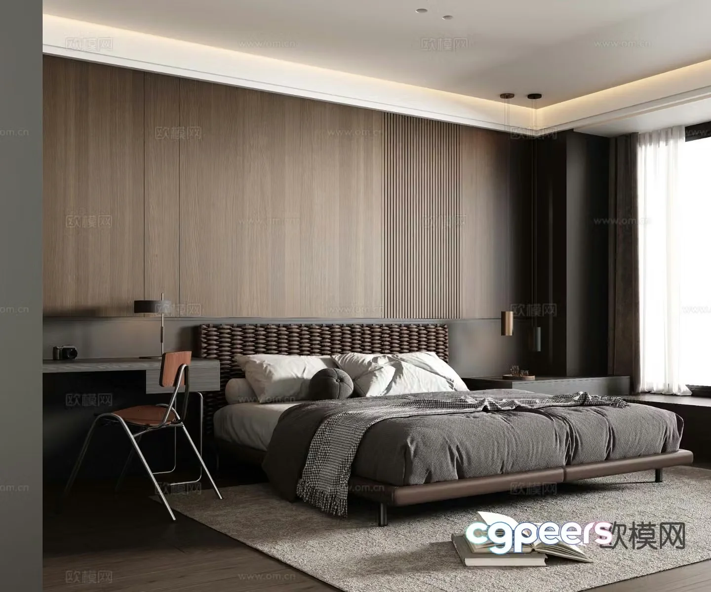 Italian double bed 3d model