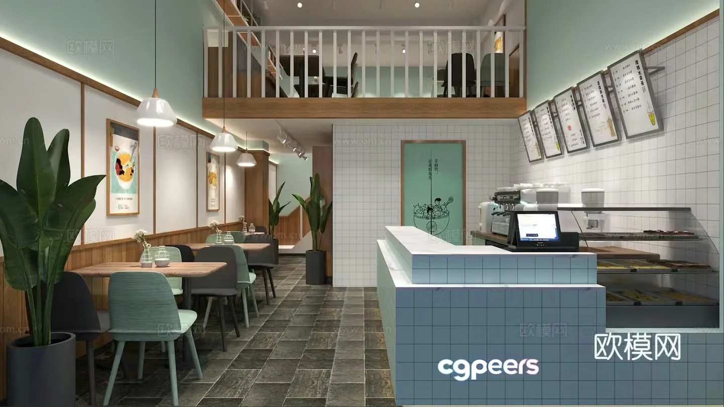 Modern milk tea shop cold drink shop 3D model