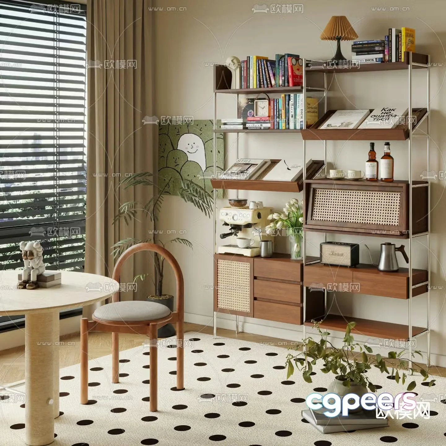 Middle-aged bookcase magazine cabinet 3d model