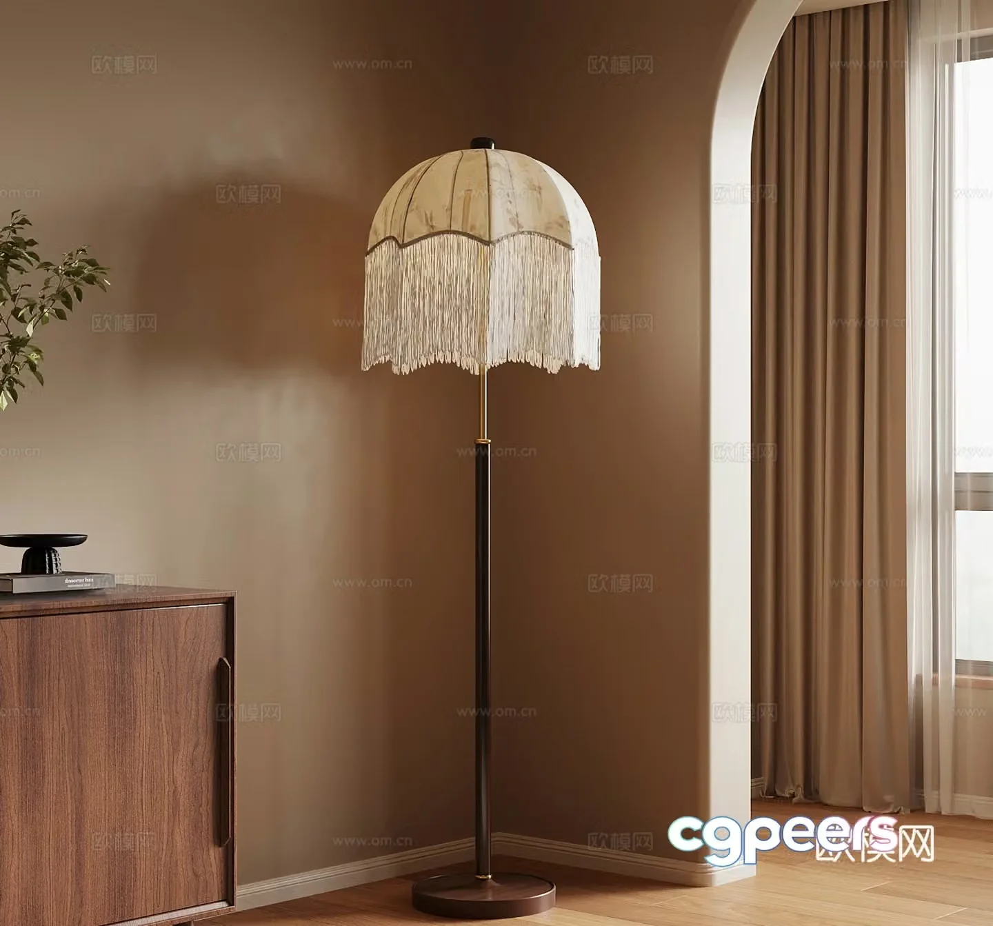 Middle-aged floor lamp clothes hanger 3d model