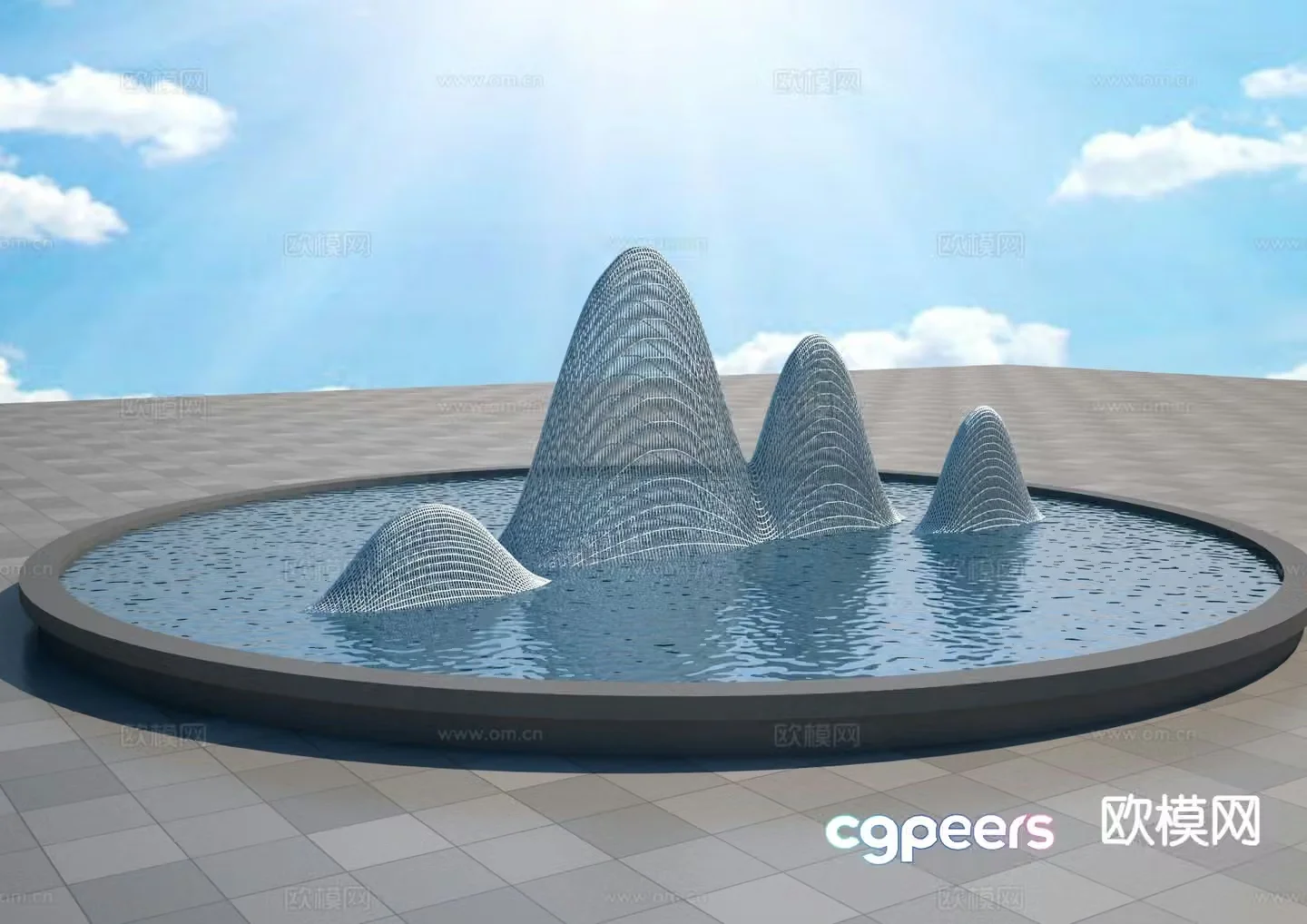 Woven rockery sculpture landscape sculpture 3d model