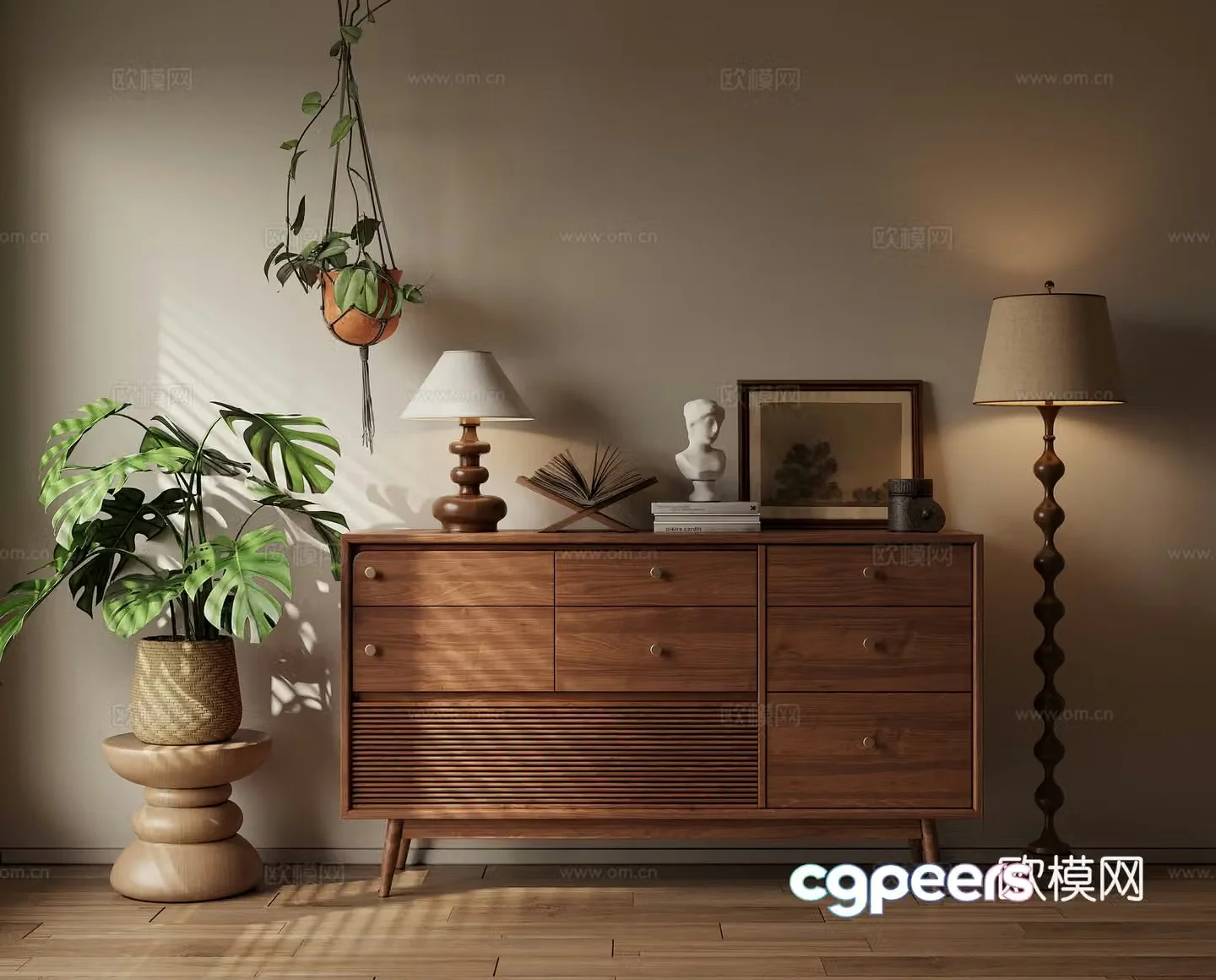 3D model of medieval style porch cabinet