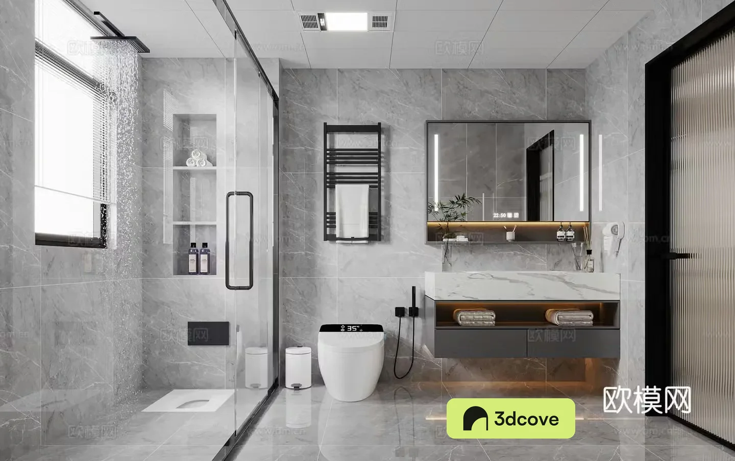 Modern bathroom towel rack toilet