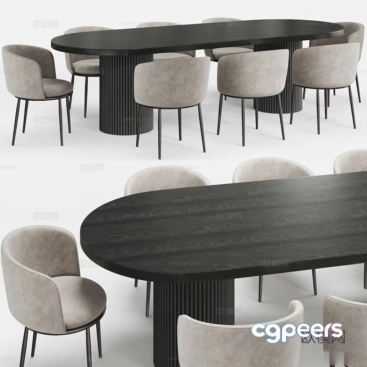 Modern Italian dining table and chair 3d model