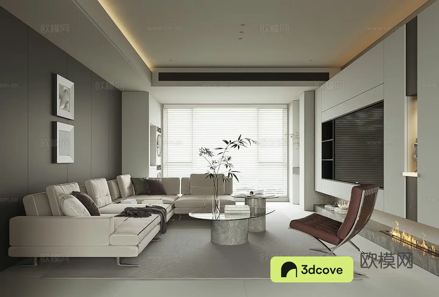 Modern black white and gray living room