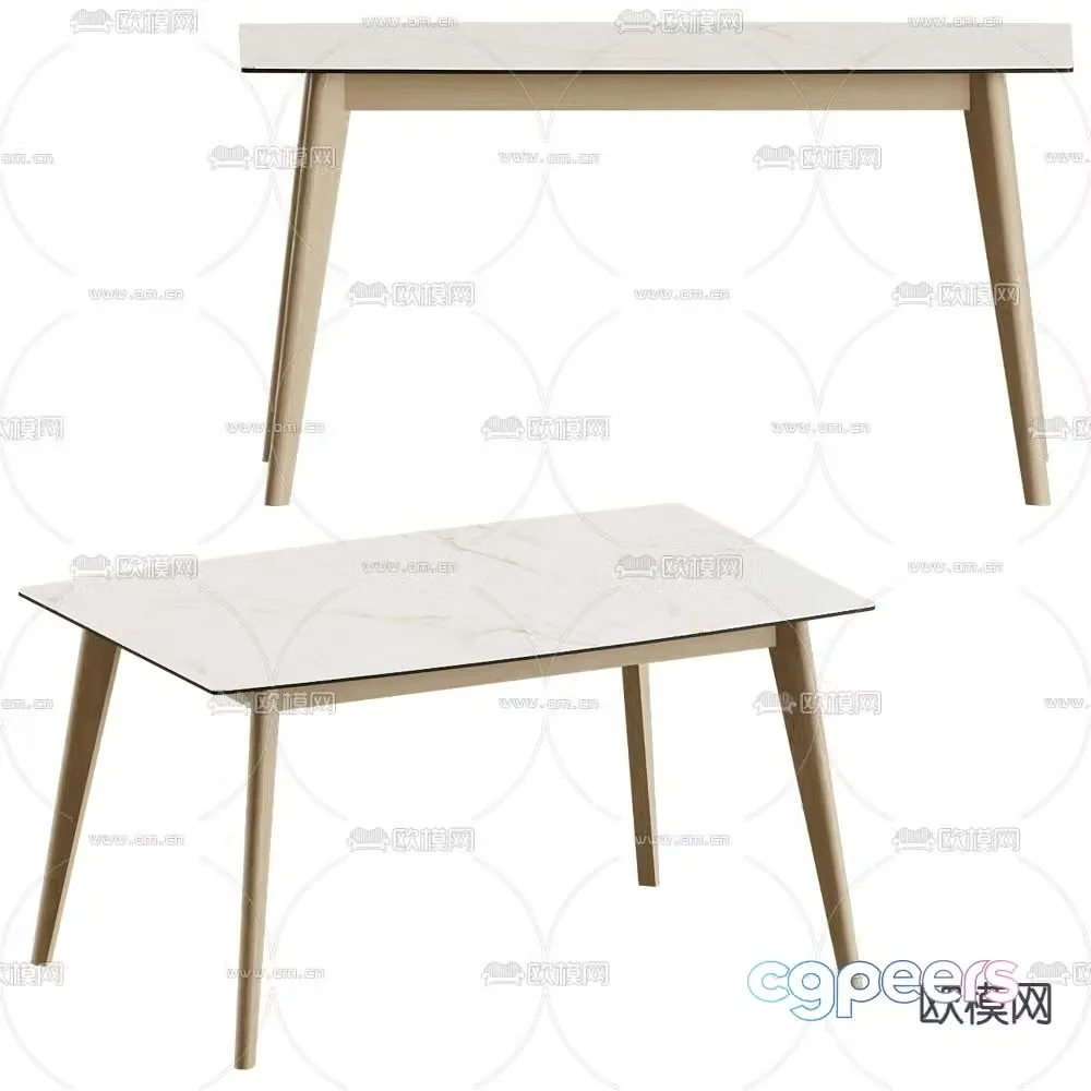 Dining table solid wood dining table 3d model