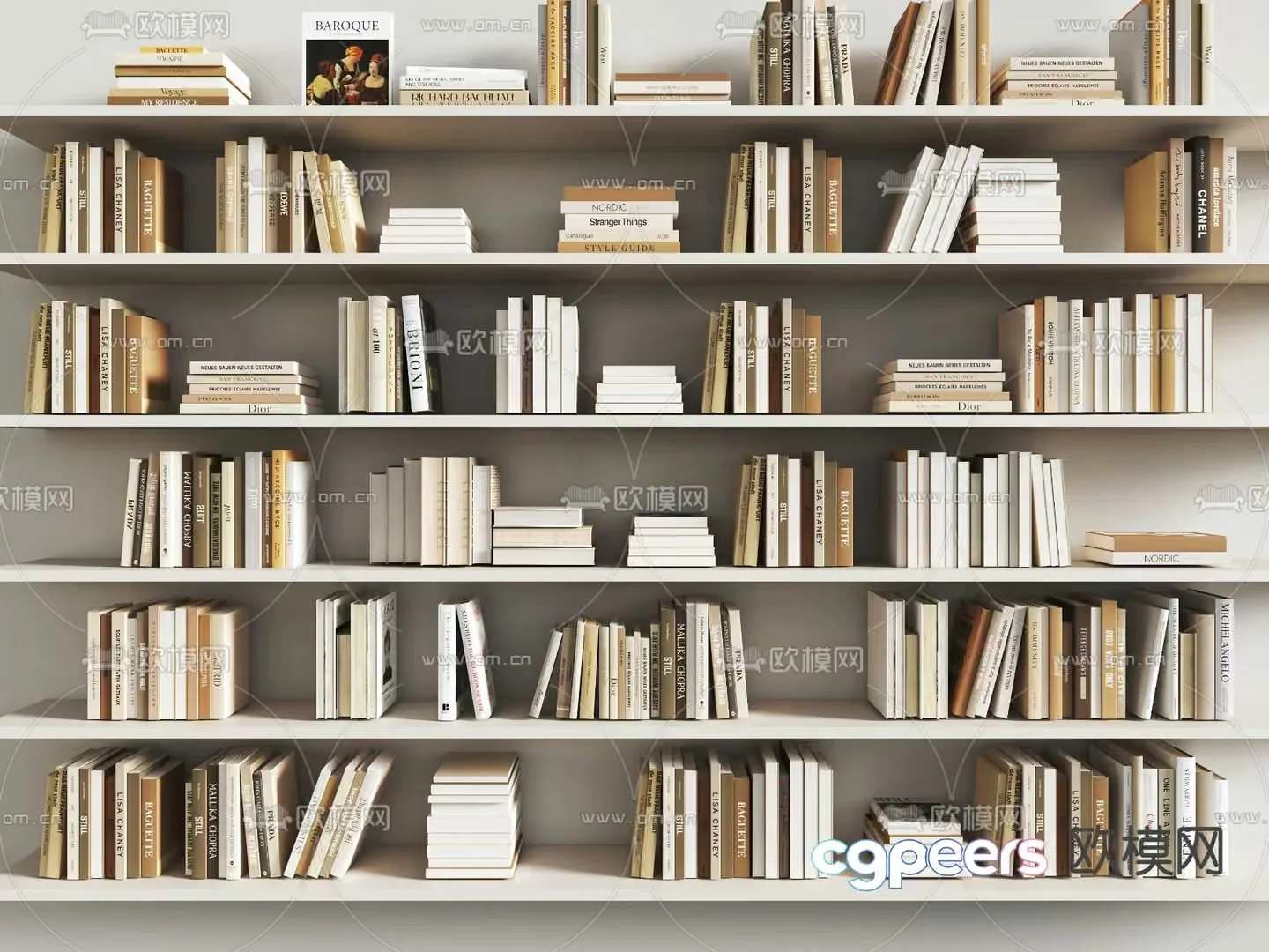 Bookshelves 3D Model – 18486 – VRAY Render