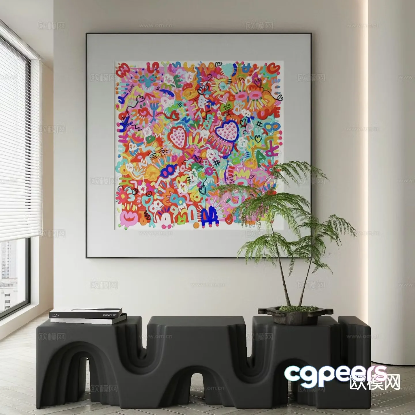 dopamine hanging painting colorful decorative painting 3d model