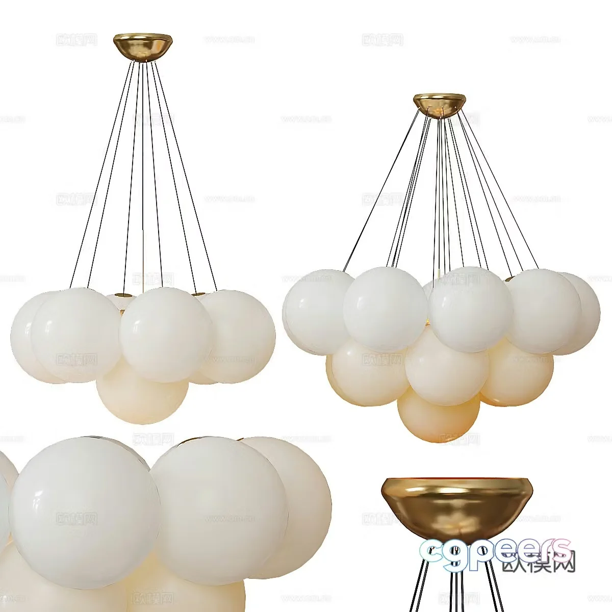 Modern light luxury spherical decorative chandelier 3d model