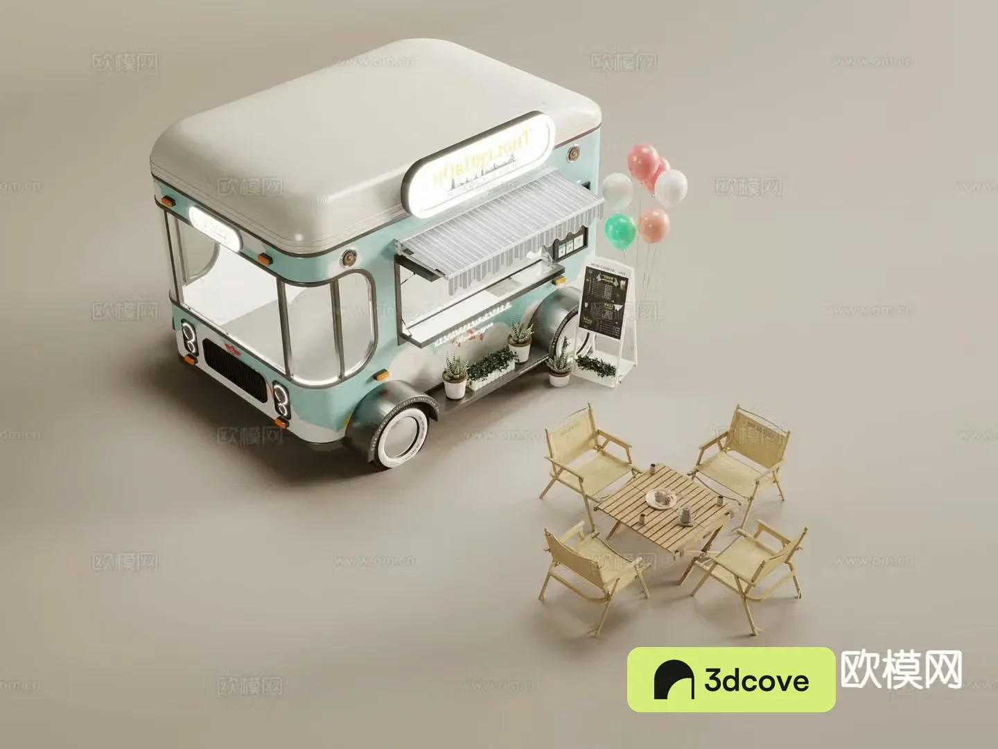 Modern fast food truck outdoor table and chair