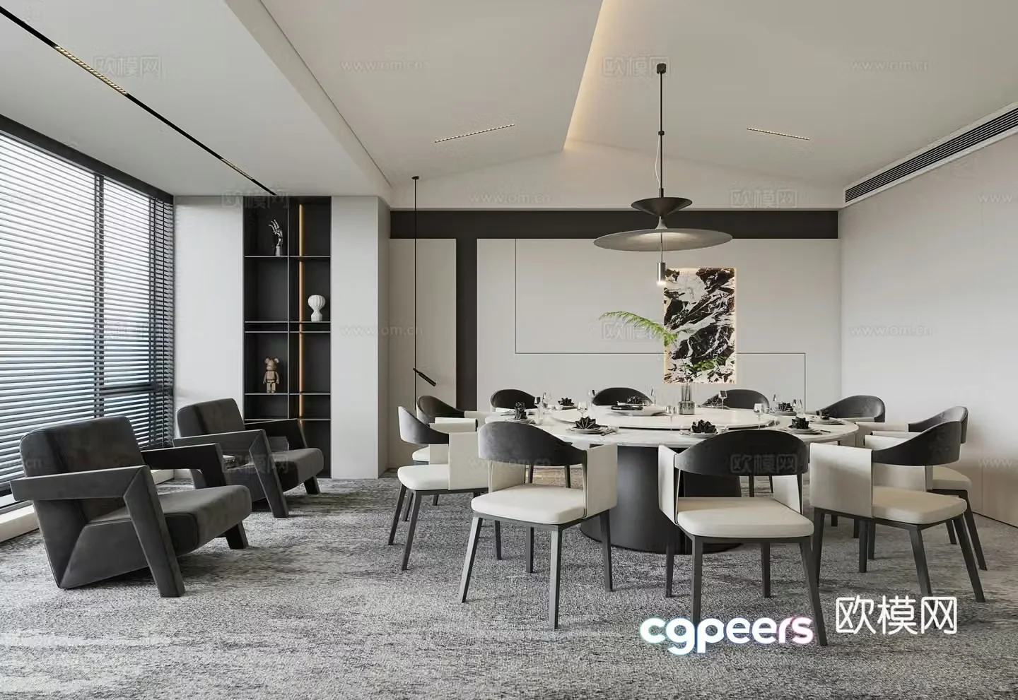 Modern restaurant private room 3d model