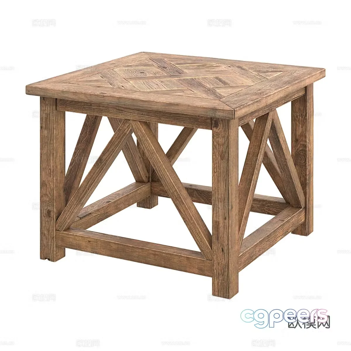 Nordic stool square stool wooden stool 3d model