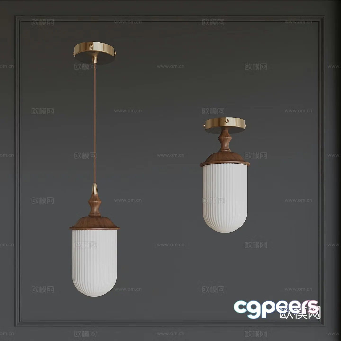 Walnut medieval vintage chandelier 3d model