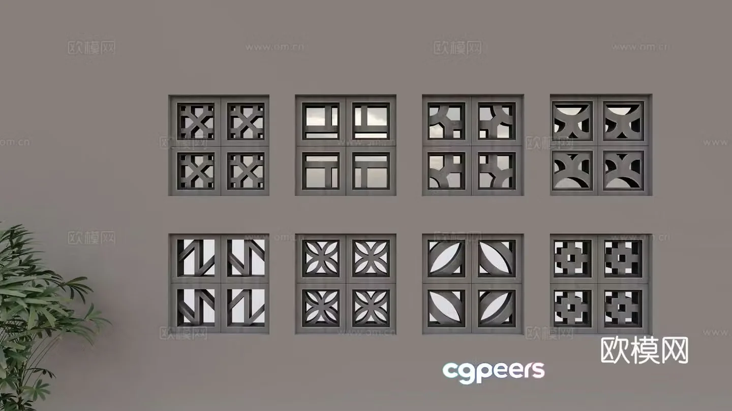 Modern building materials Cement brick partition wall Cement hollow brick Cement hollow partition brick Window grille 3D model