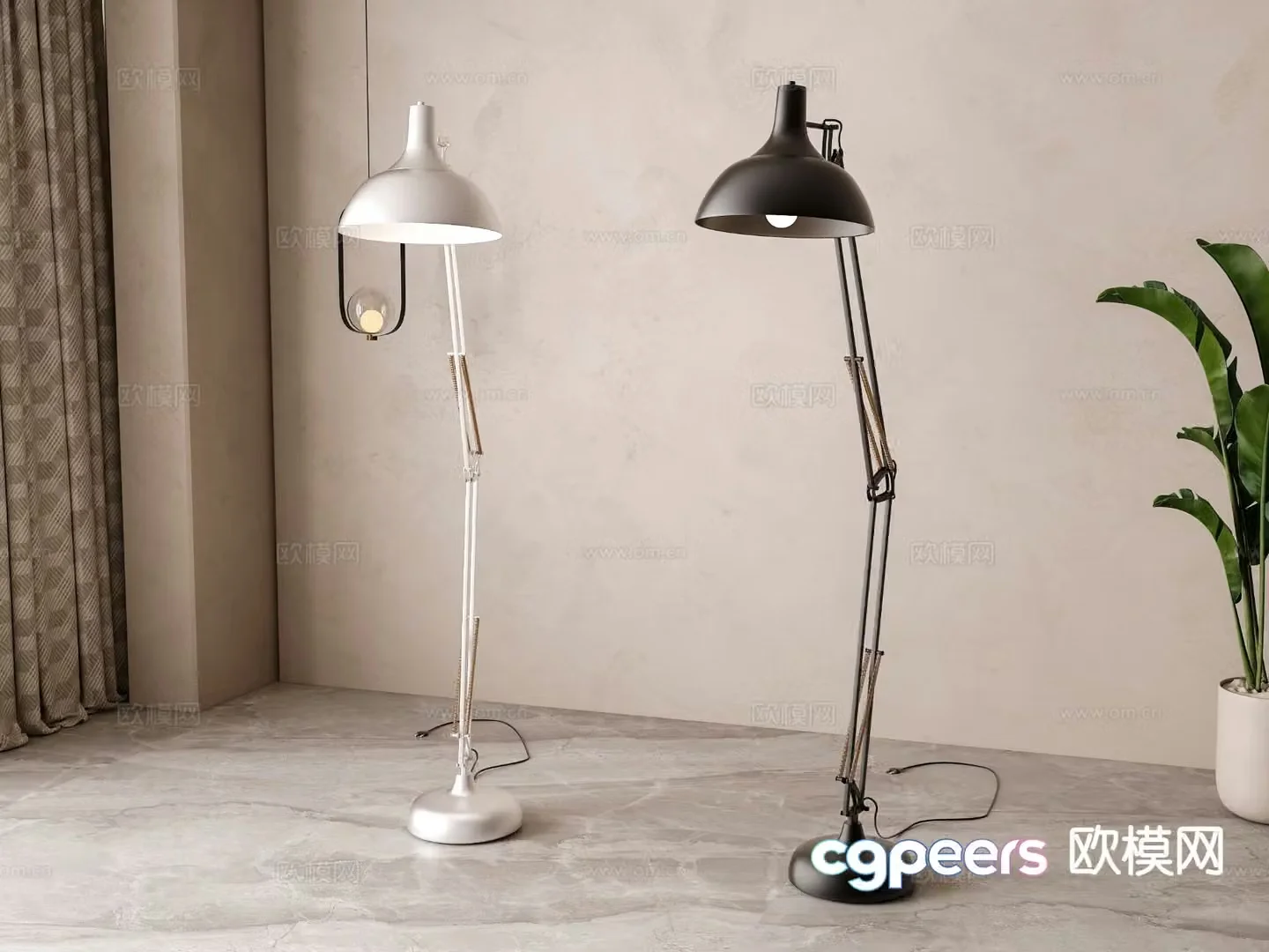 Modern metal floor lamp 3d model