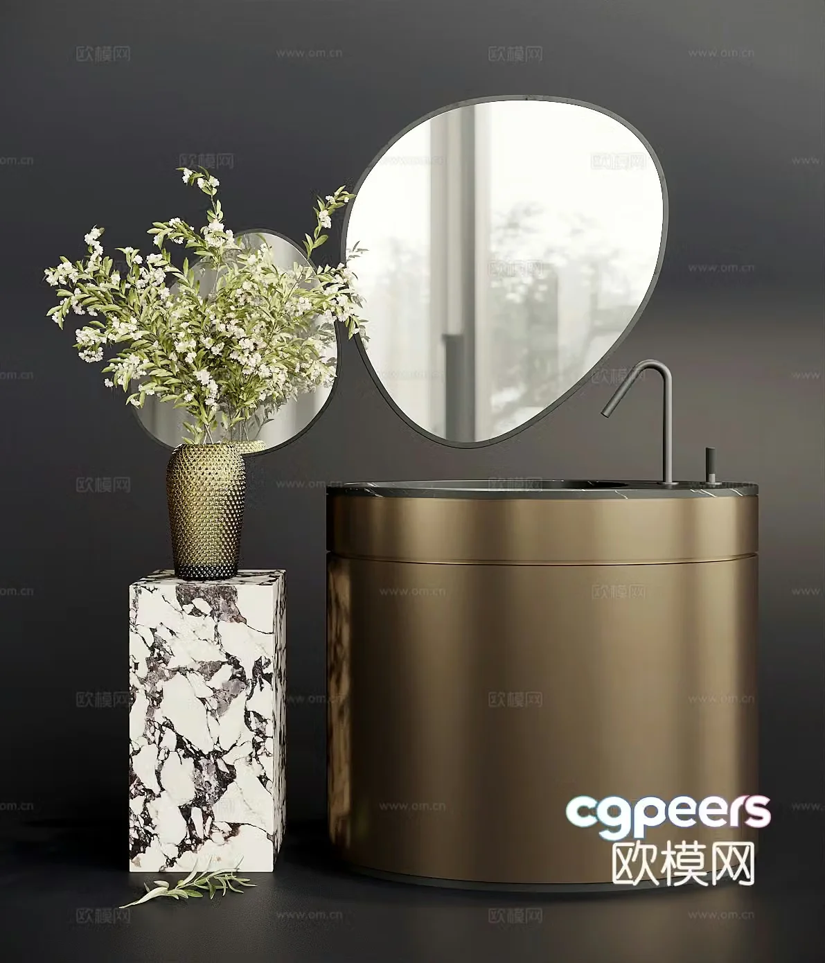 Mirror Sink Vase Ornament 3D Model