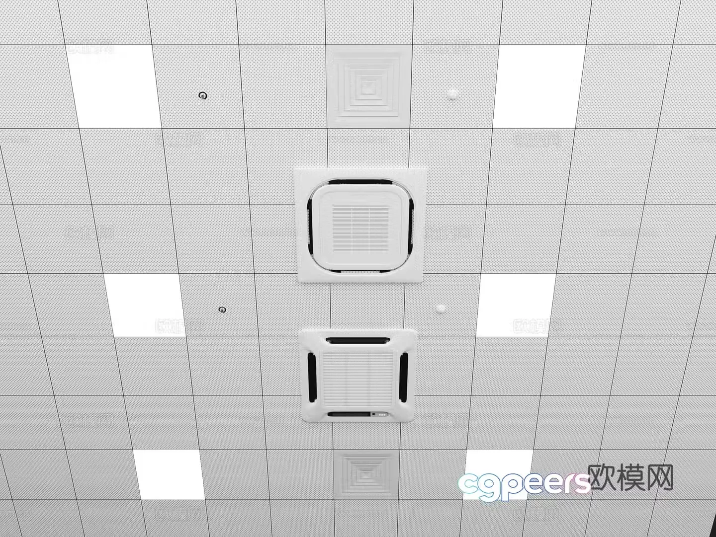 Punched aluminum plate ceiling 3D model