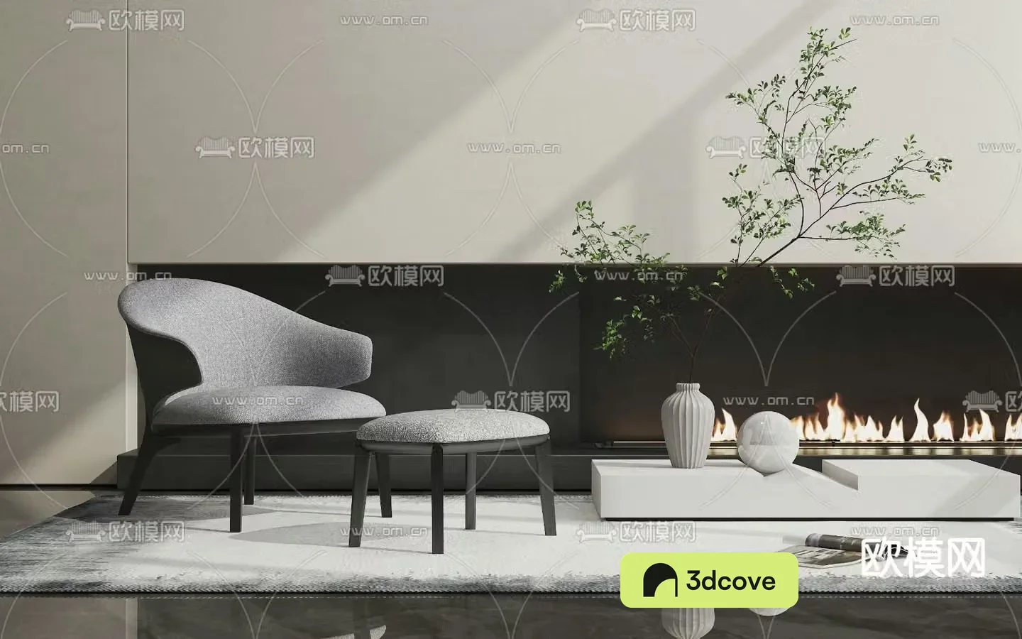 Minotti modern gray fabric single sofa