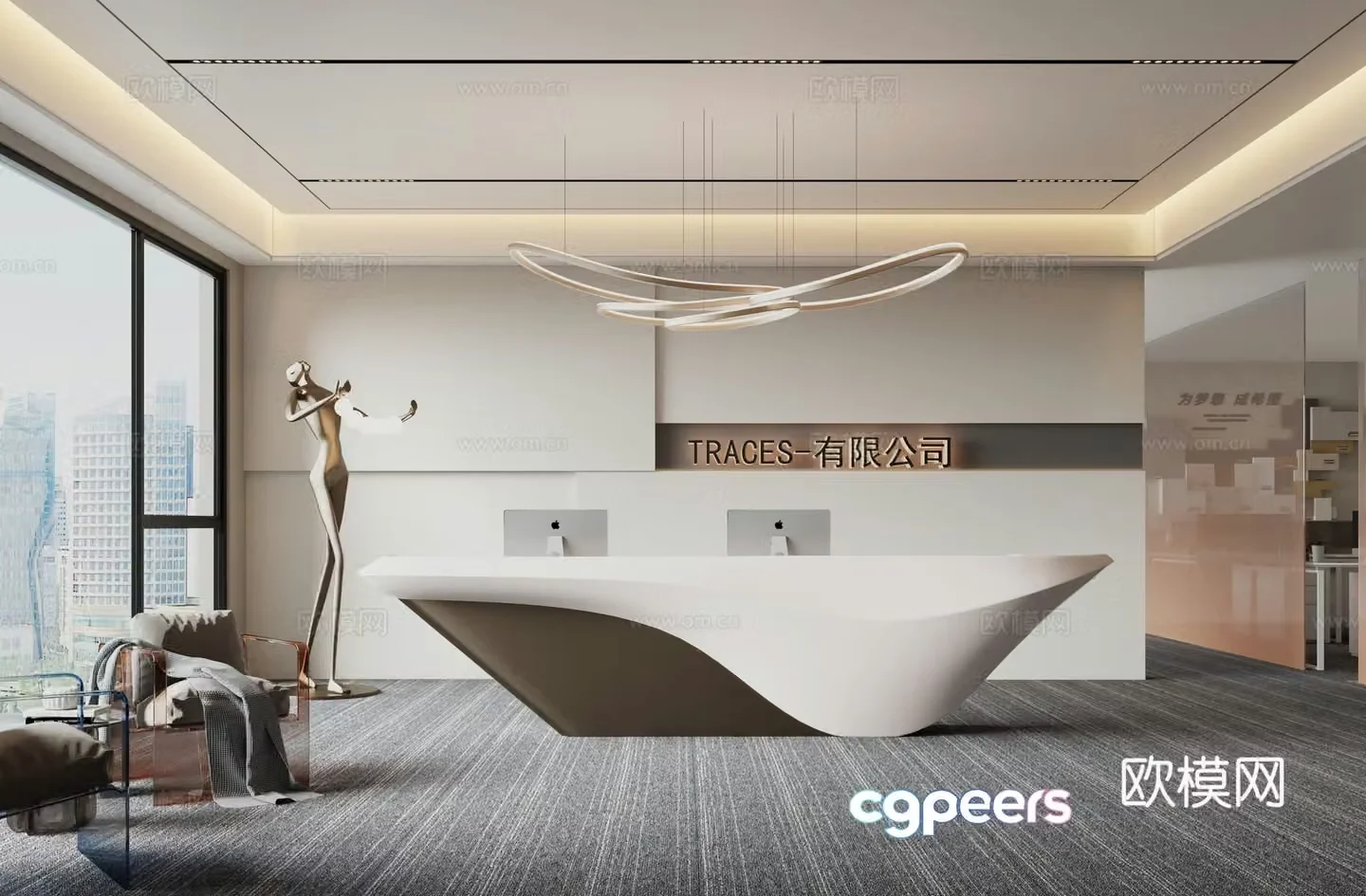 Company front desk reception 3d model