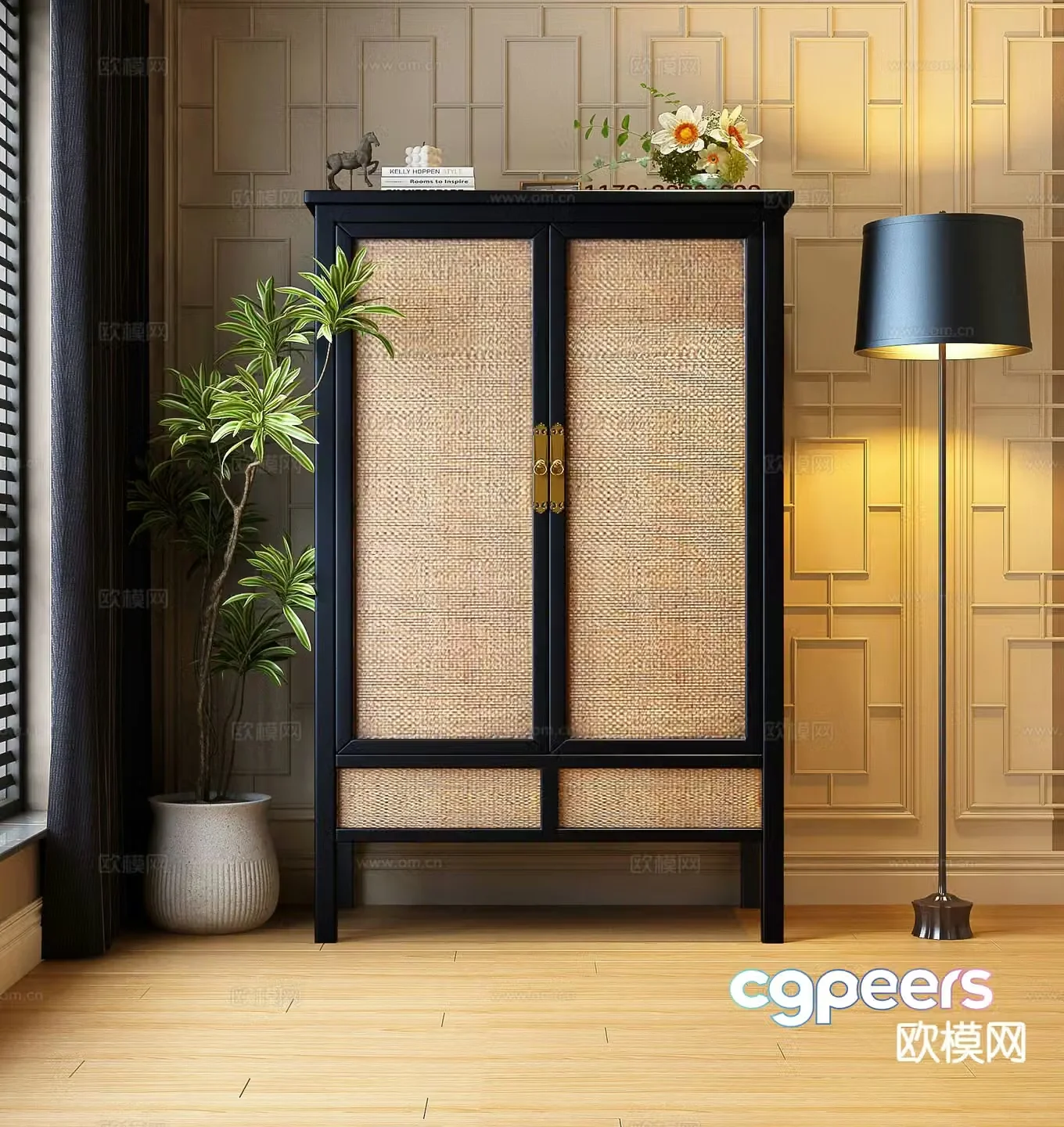 New Chinese style wardrobe wardrobe 3d model
