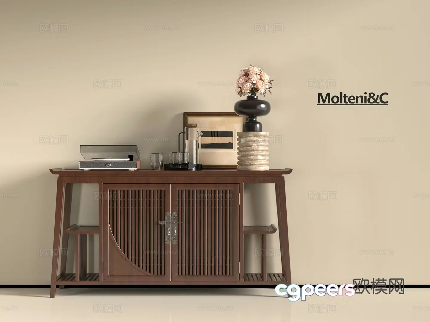 New Chinese style entrance cabinet 3D model
