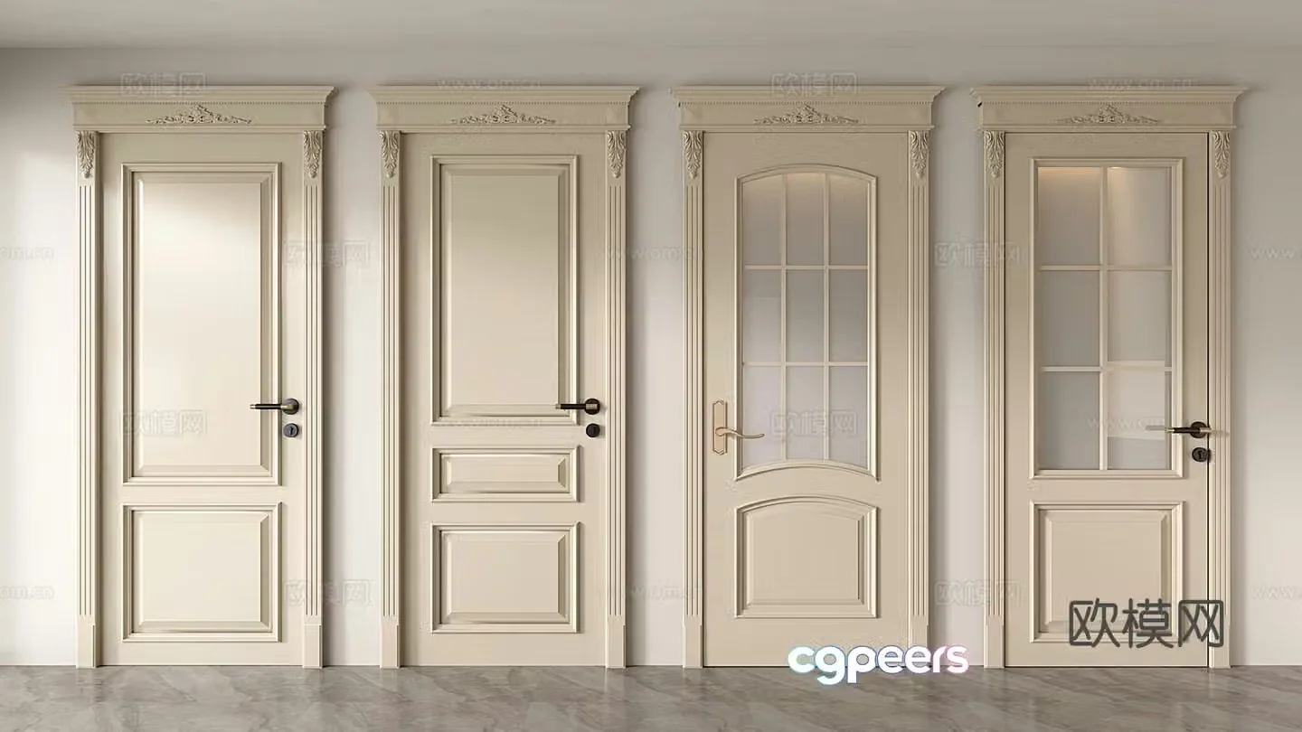 French retro swing door Bedroom door Room door Interior door Kitchen and bathroom door 3D model