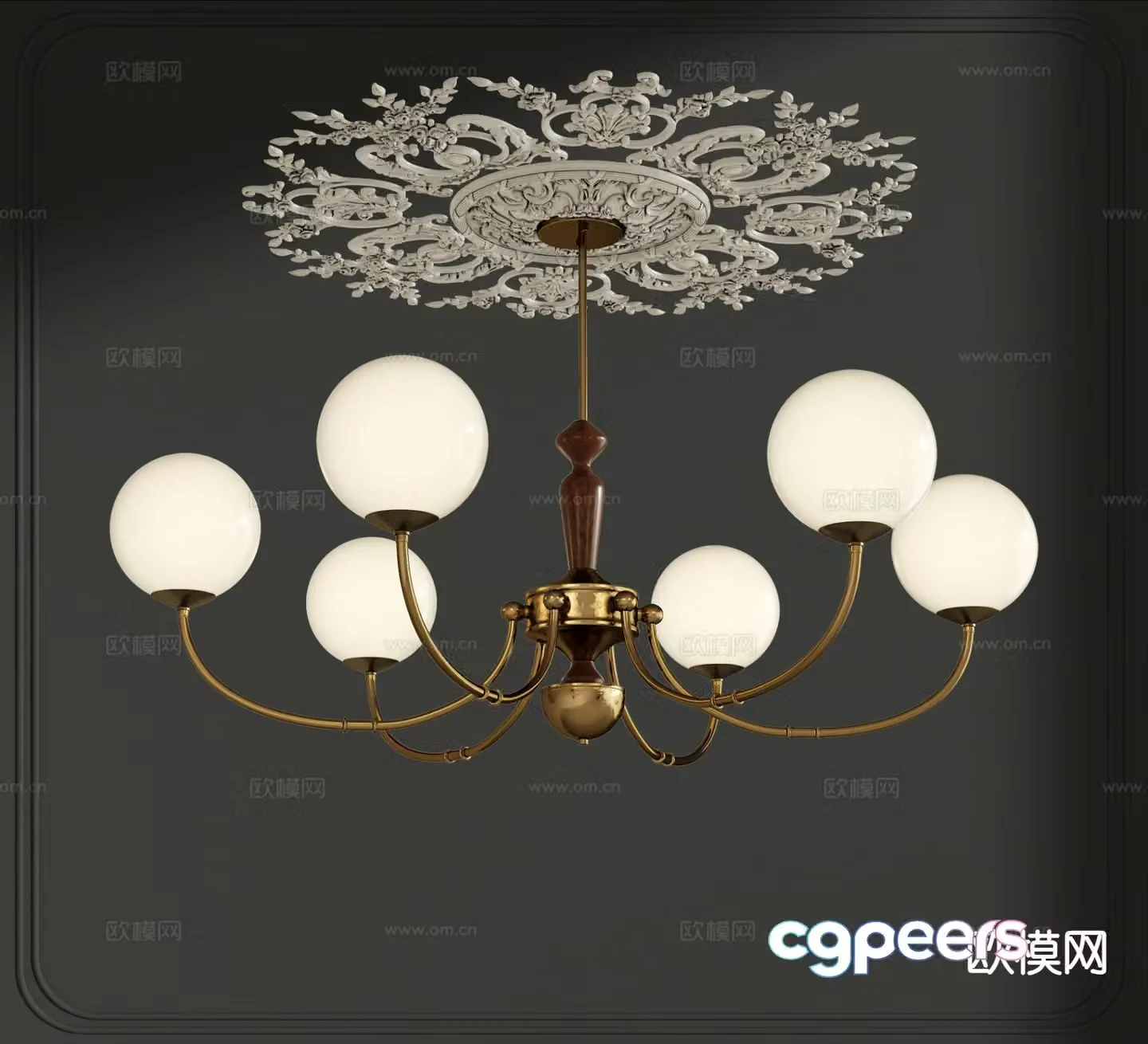 Middle-aged chandelier Multi-head chandelier 3d model
