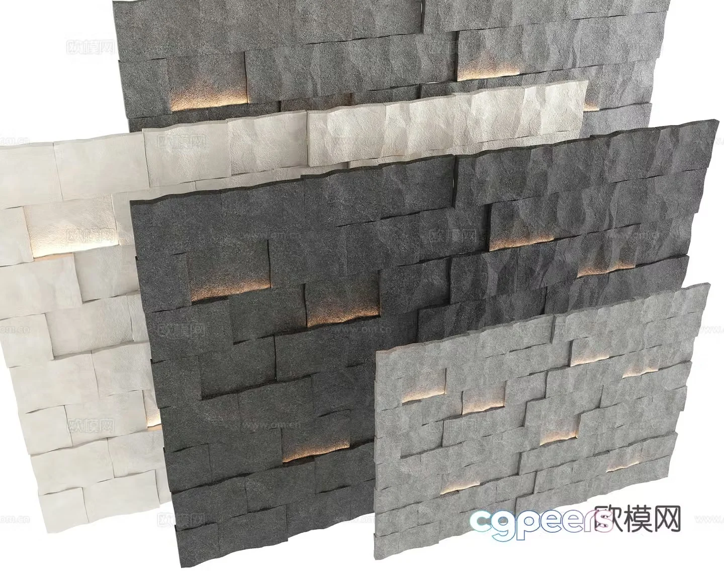Rock wall ax split wall background wall 3d model
