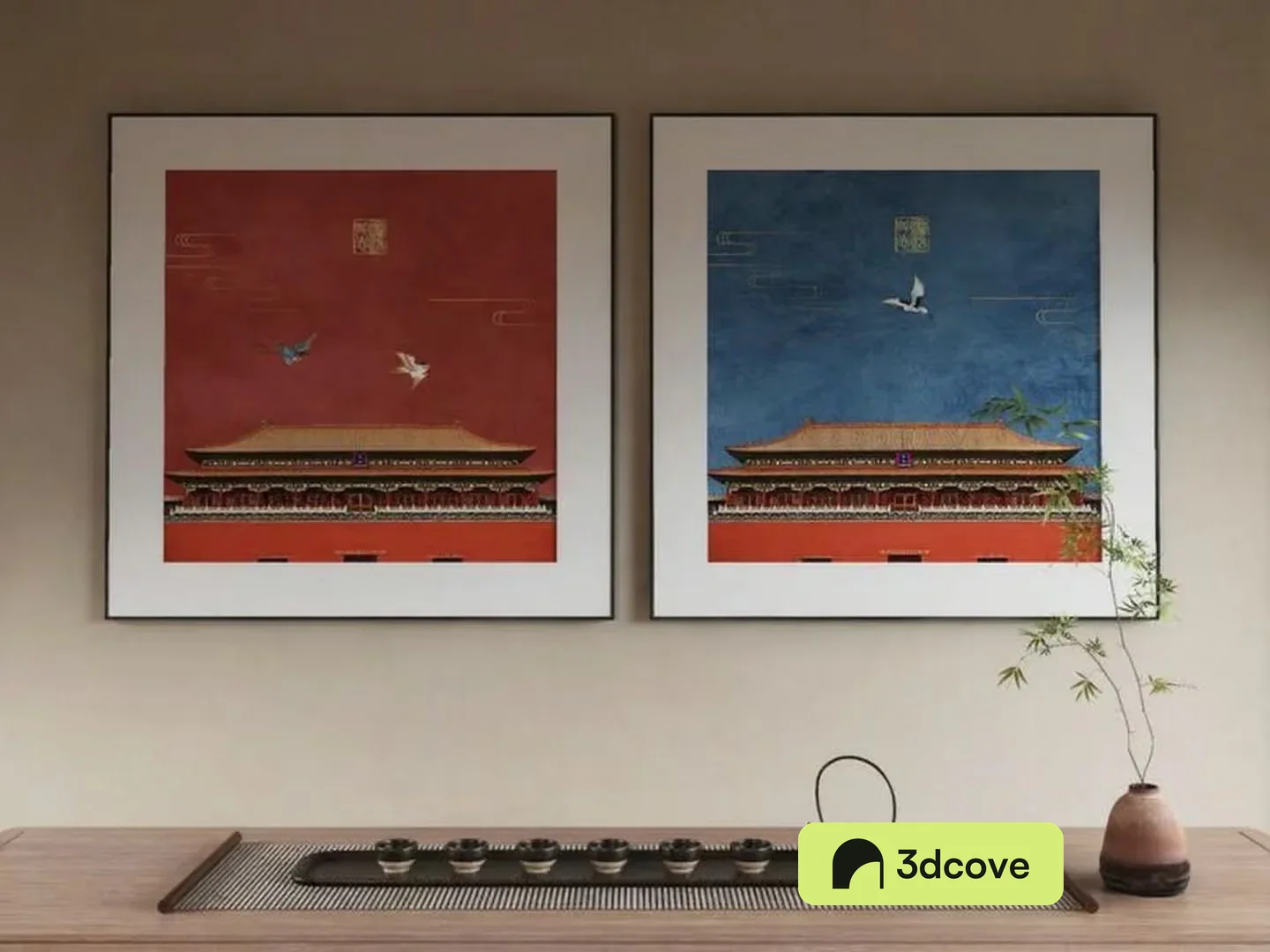 A Pair Of Framed Chinese-Style Paintings