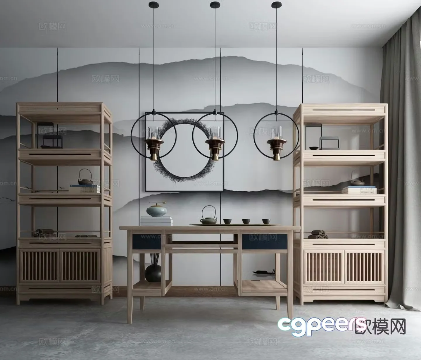New Chinese style tea table tea table 3d model