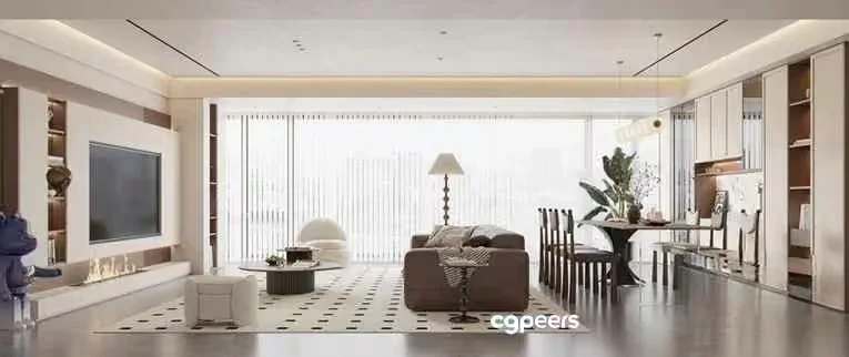 Modern Living Room 3D Model – 16255 – VRAY Render