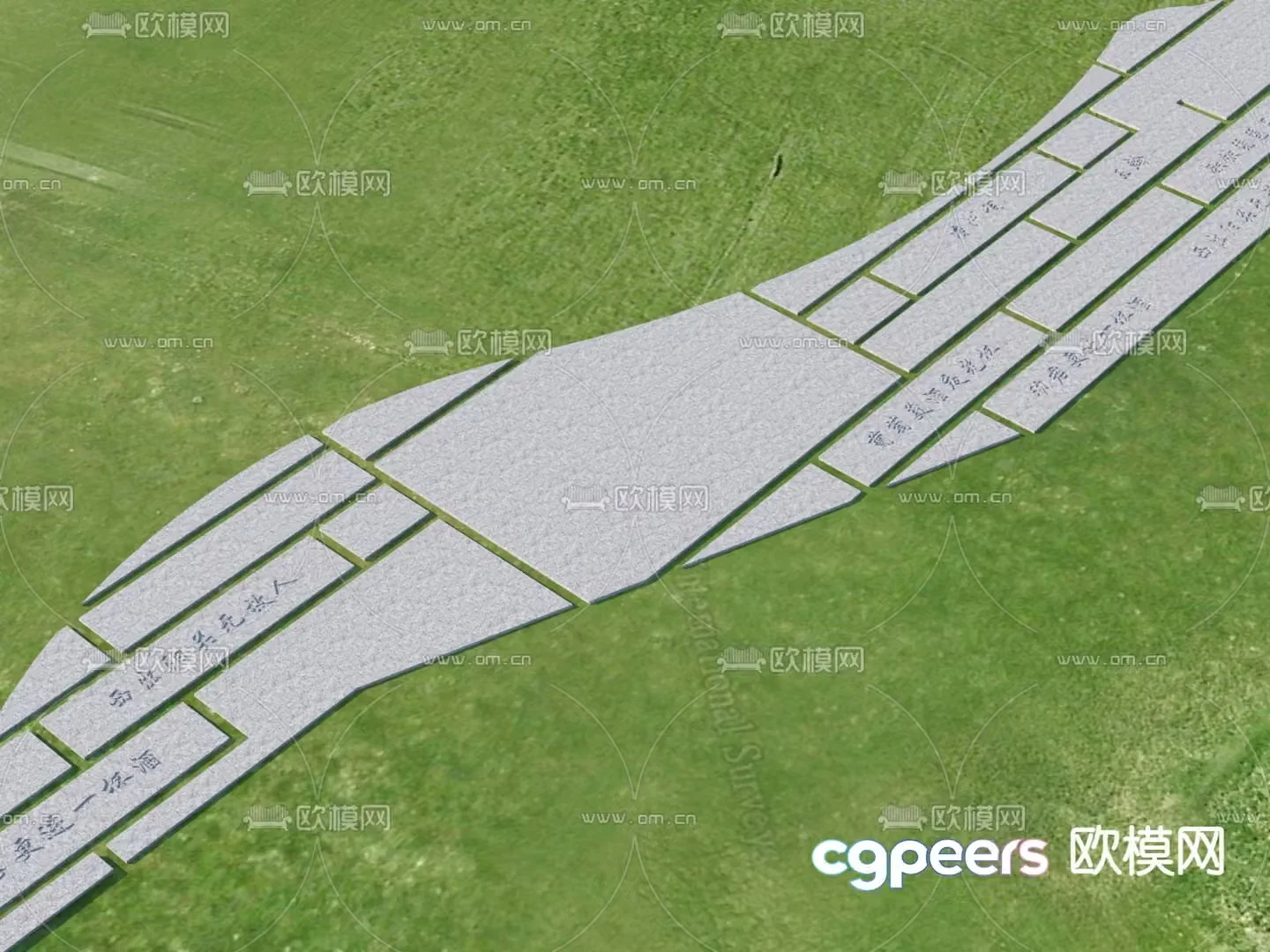 Landscape Garden Road Park Tingbu 3D model
