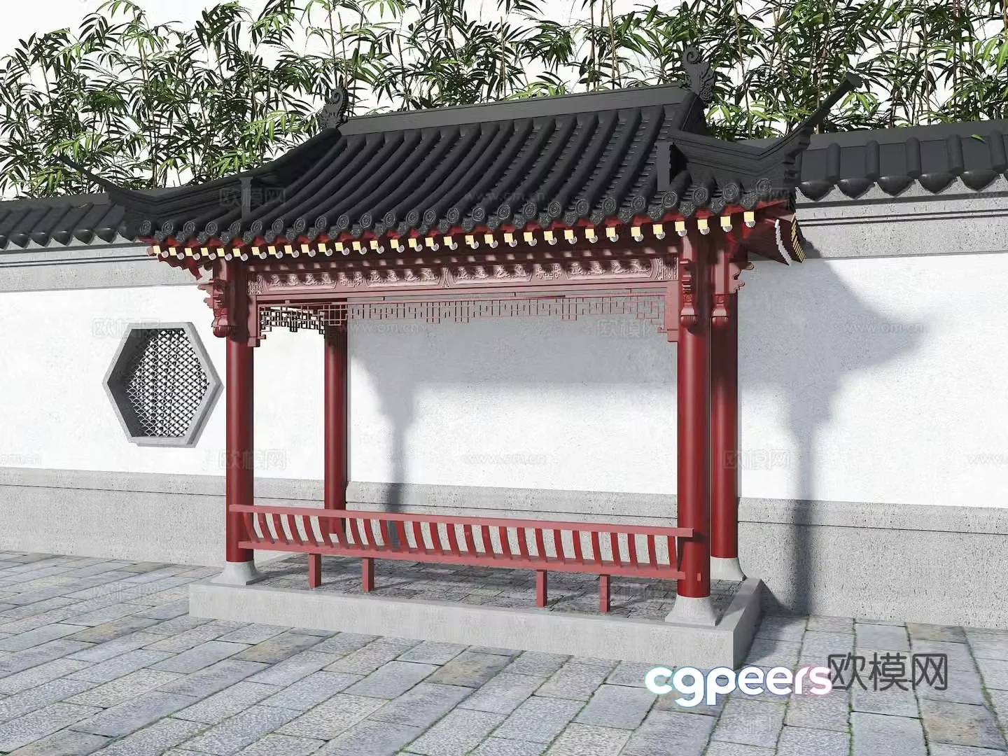 Chinese style pavilion ancient building pavilion rest pavilion half pavilion ancient building Chinese style wind and rain pavilion 3D model