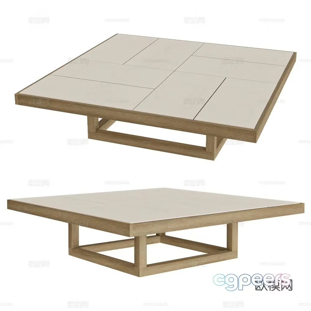 Braid square coffee table log coffee table 3d model