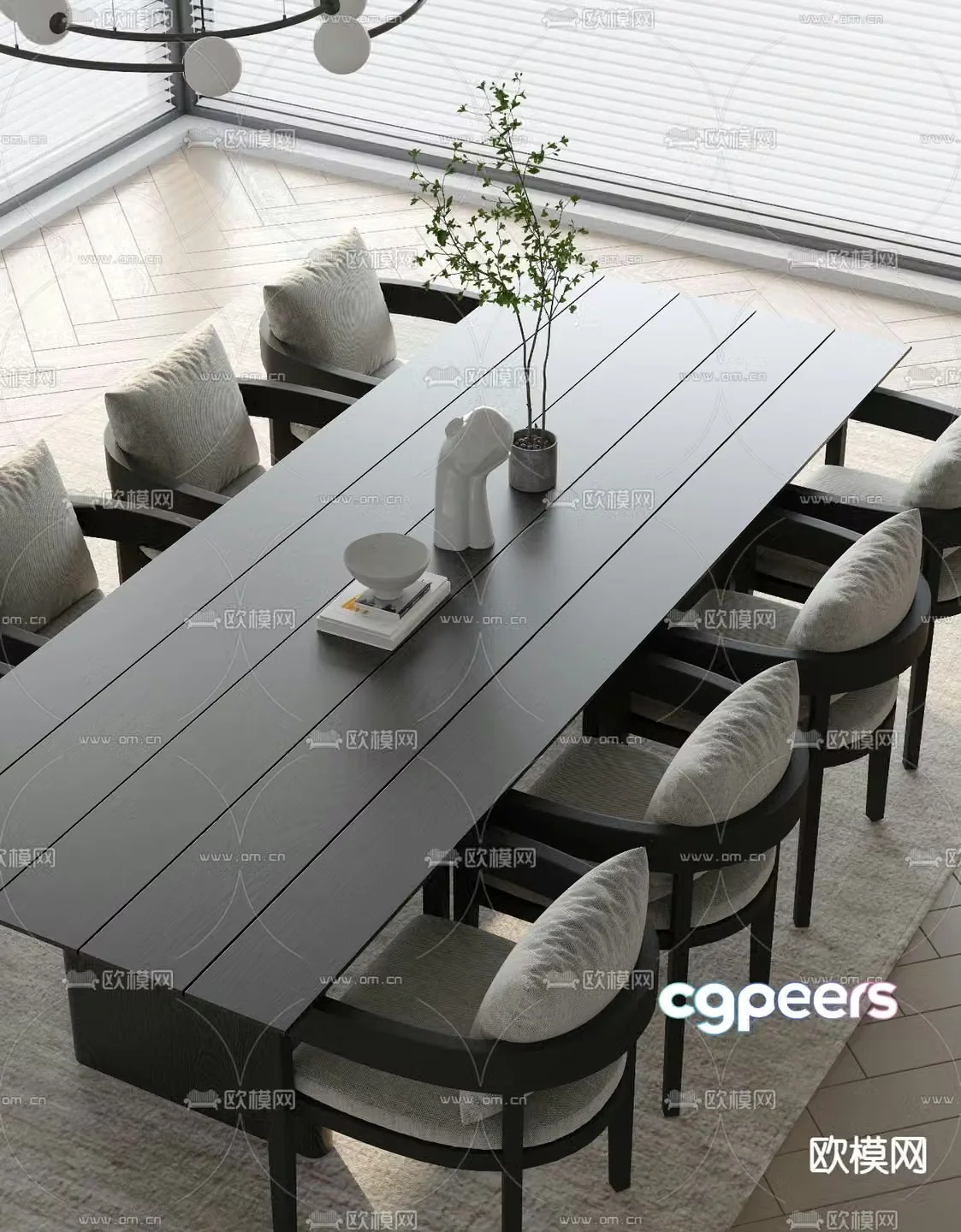 Bar dining table and chairs 3d model