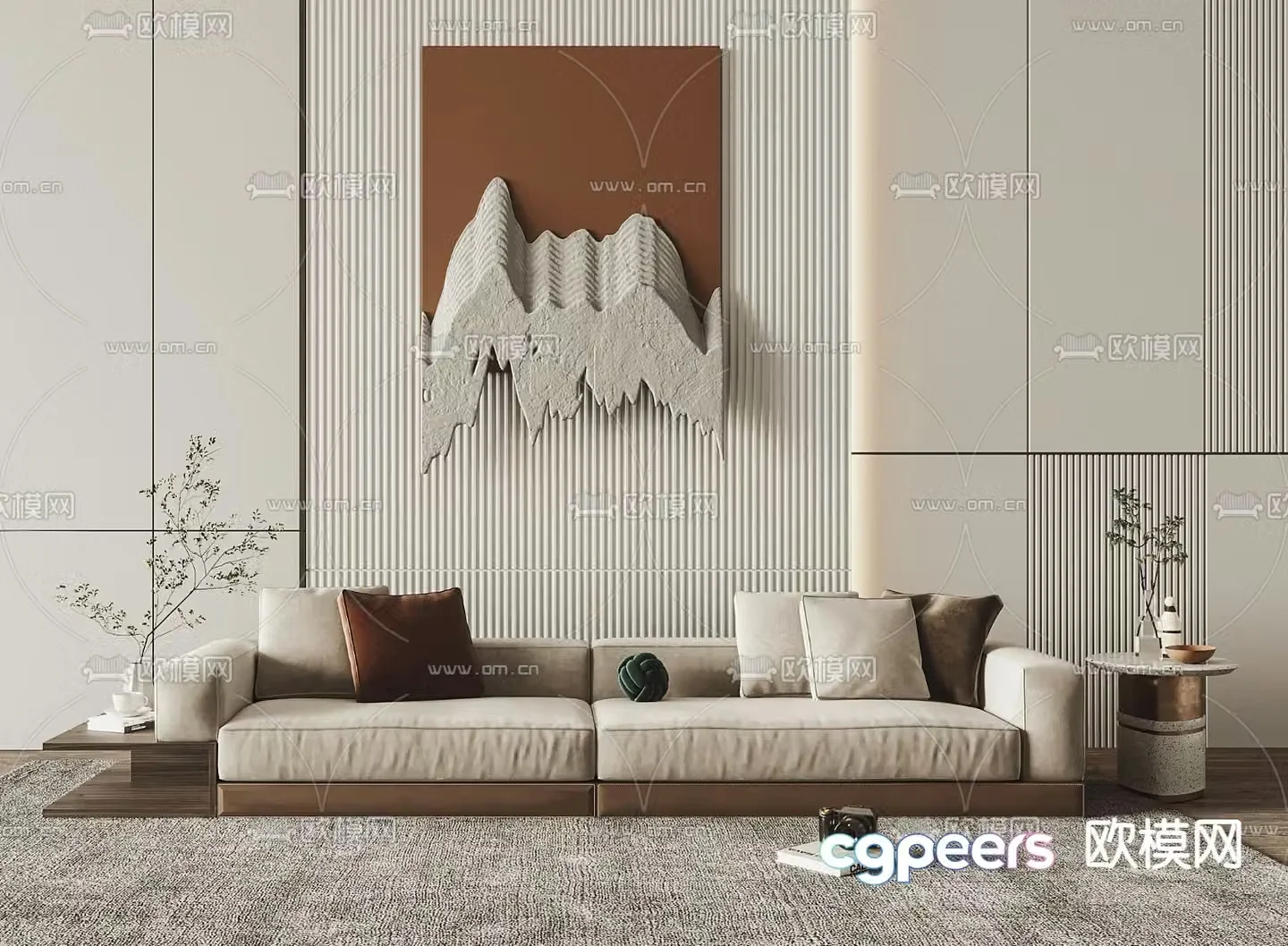 Minotti modern cream white love seat 3d model