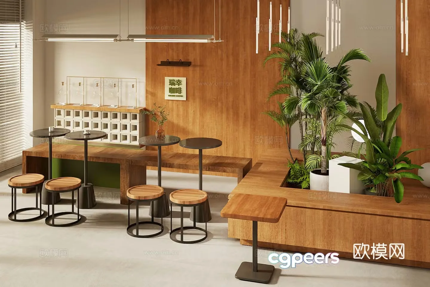 Log Wind Cafe Coffee Shop Box 3D Model