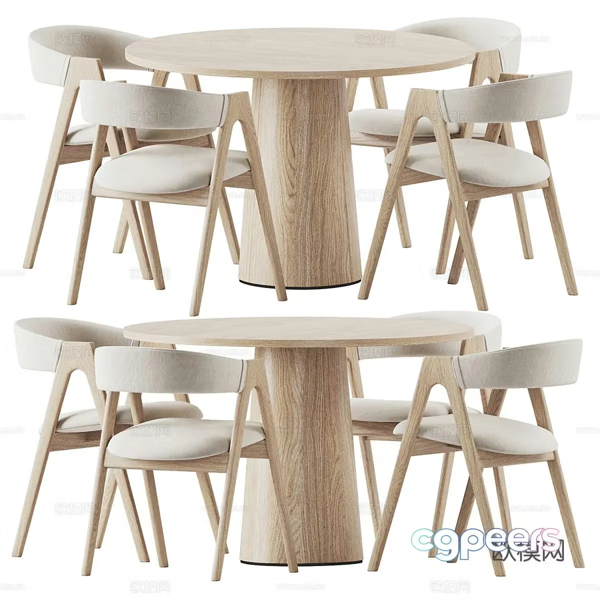 New Chinese dining table and chair 3D model