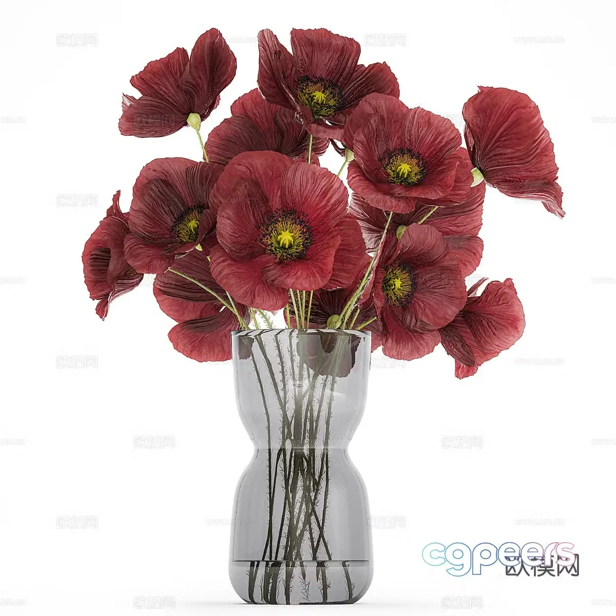 New Chinese vase flower art dry branch 3D model