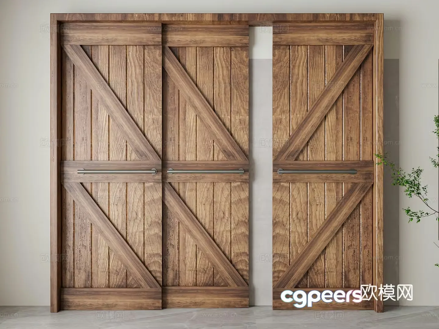 Nordic barn sliding door 3d model