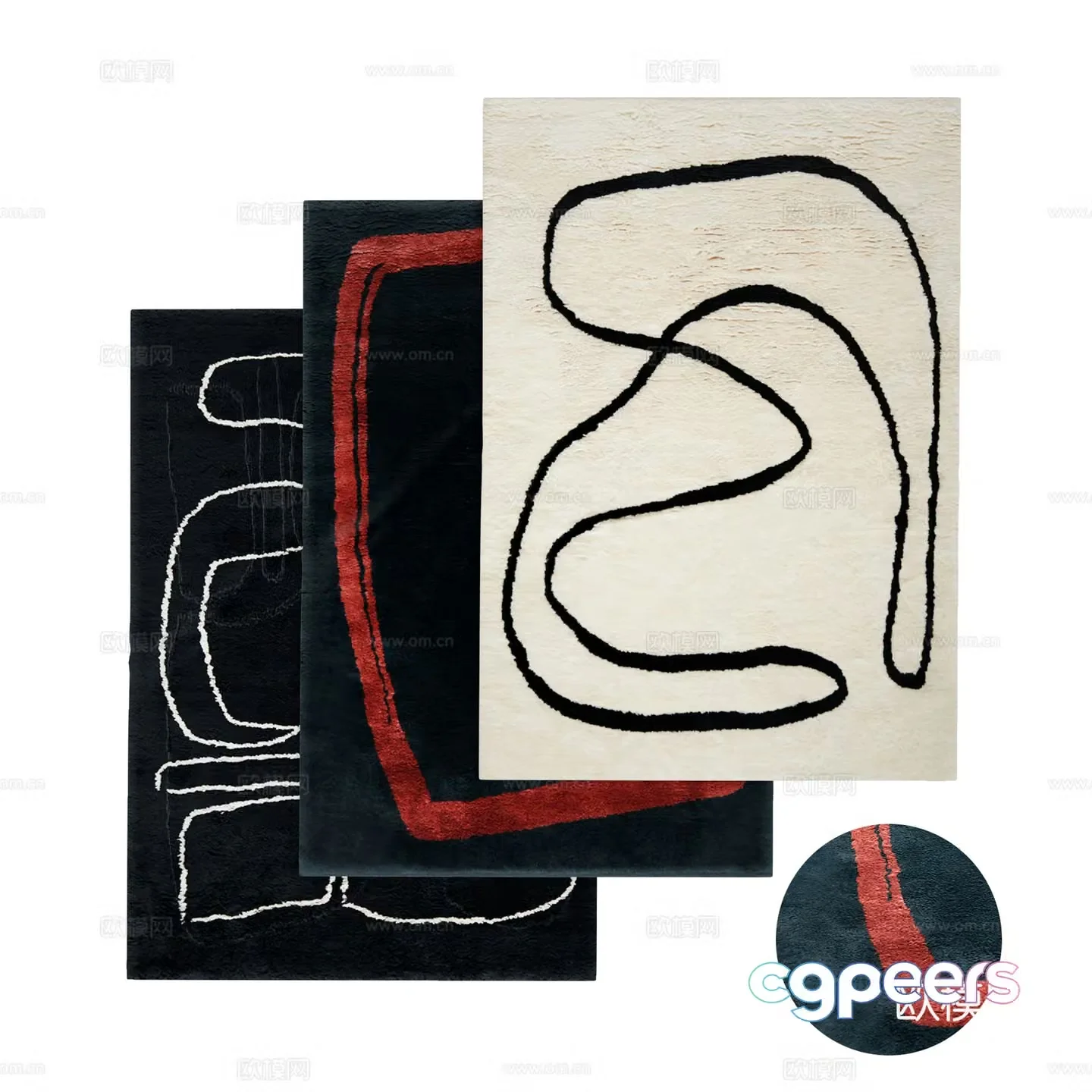 Modern Italian fabric carpet 3d model