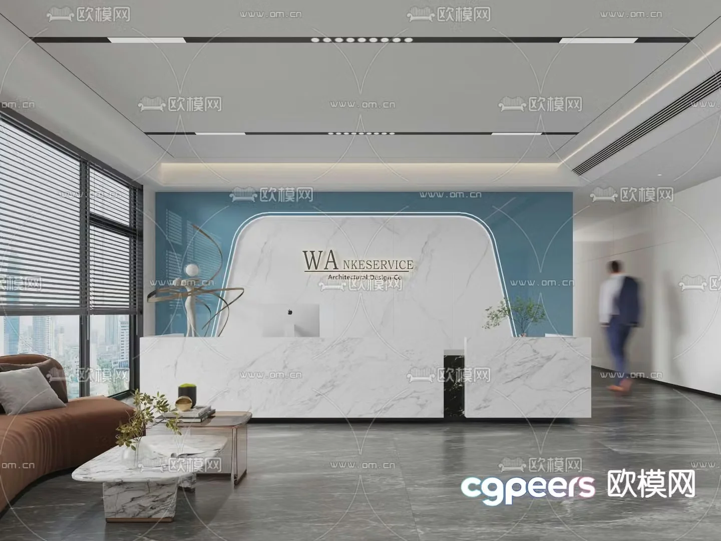 Company front desk reception area 3d model
