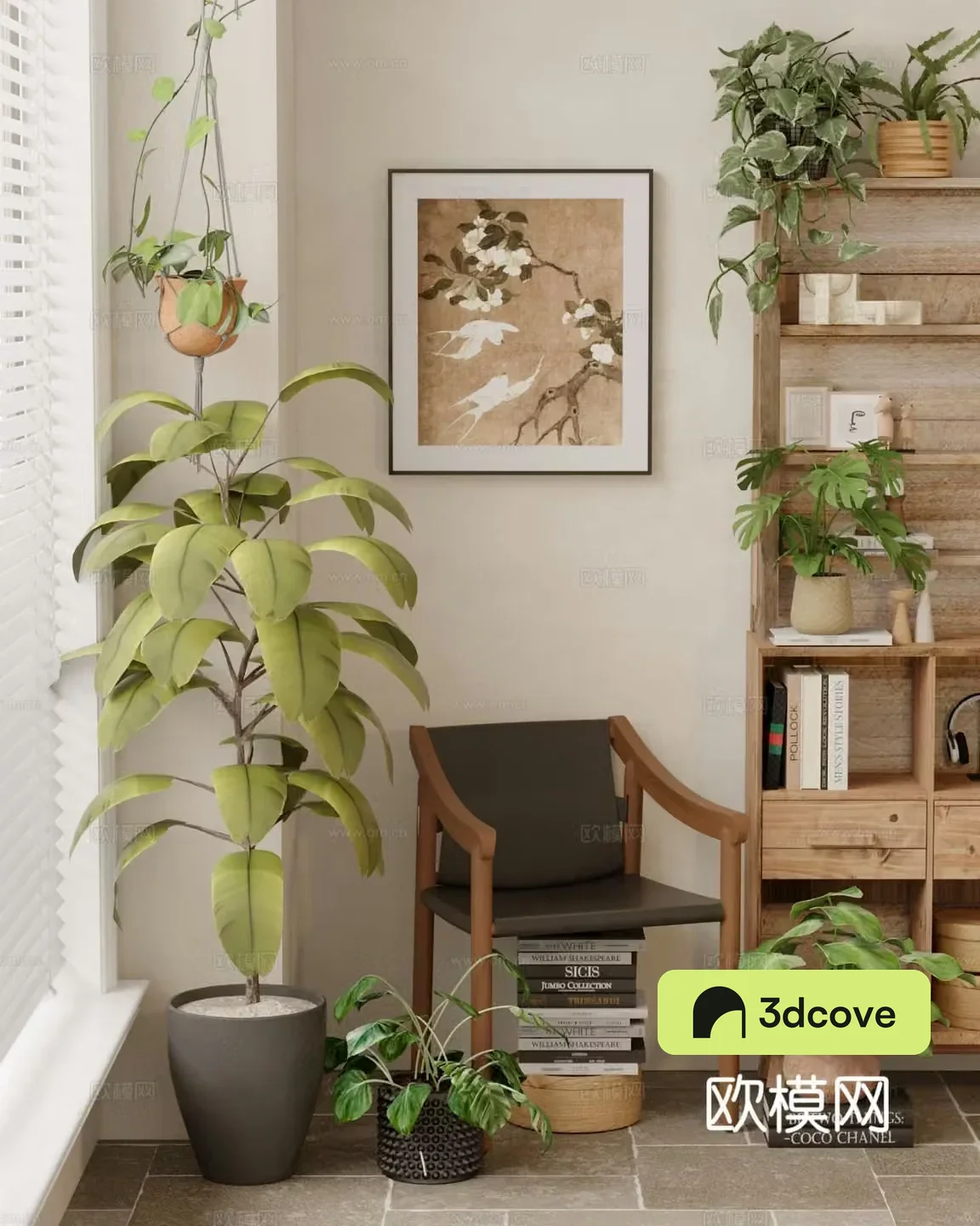 Wabi-sabi chair leisure chair potted plant