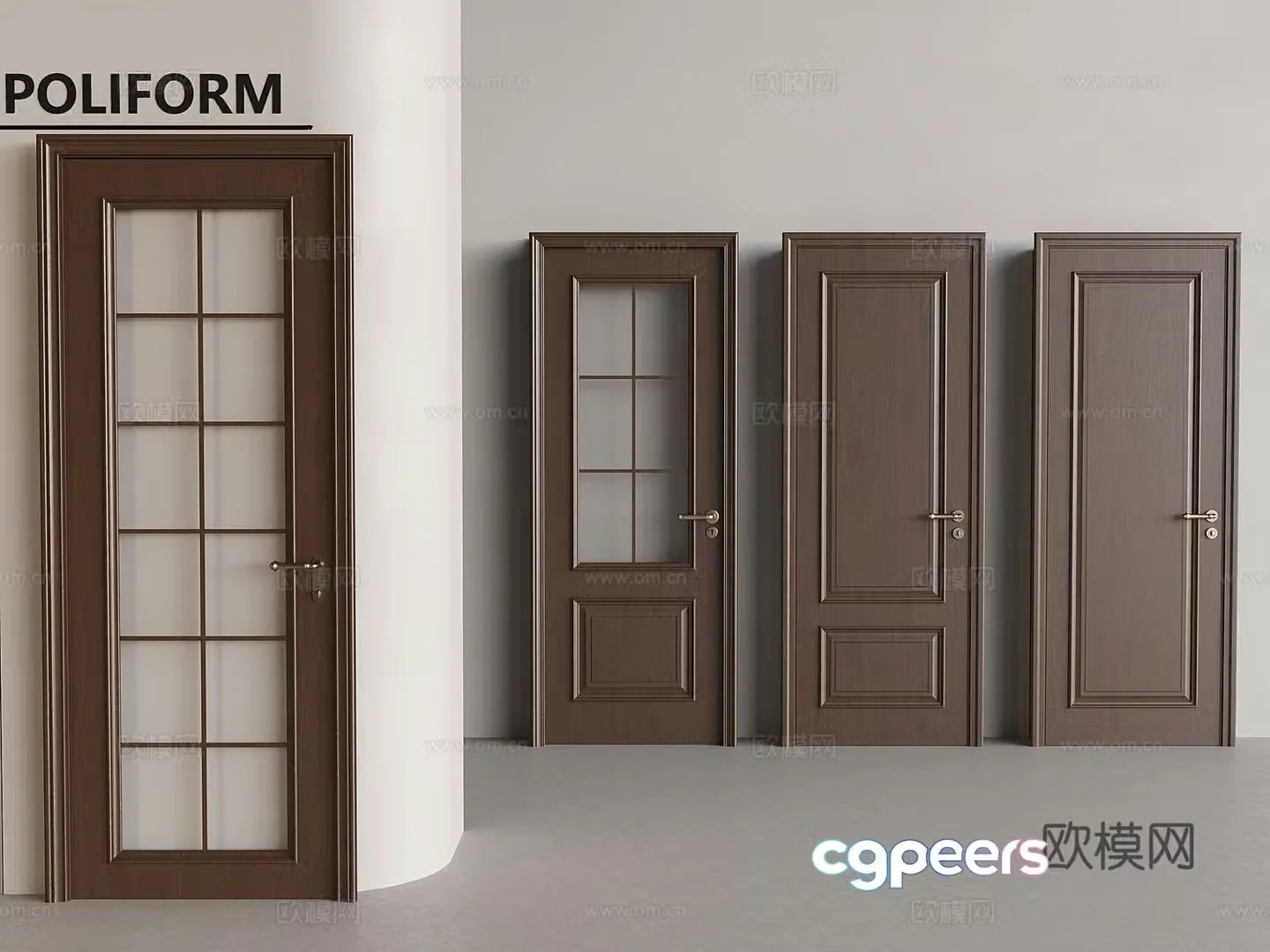French medieval single door medieval solid wood case door medieval windshield case door 3D model