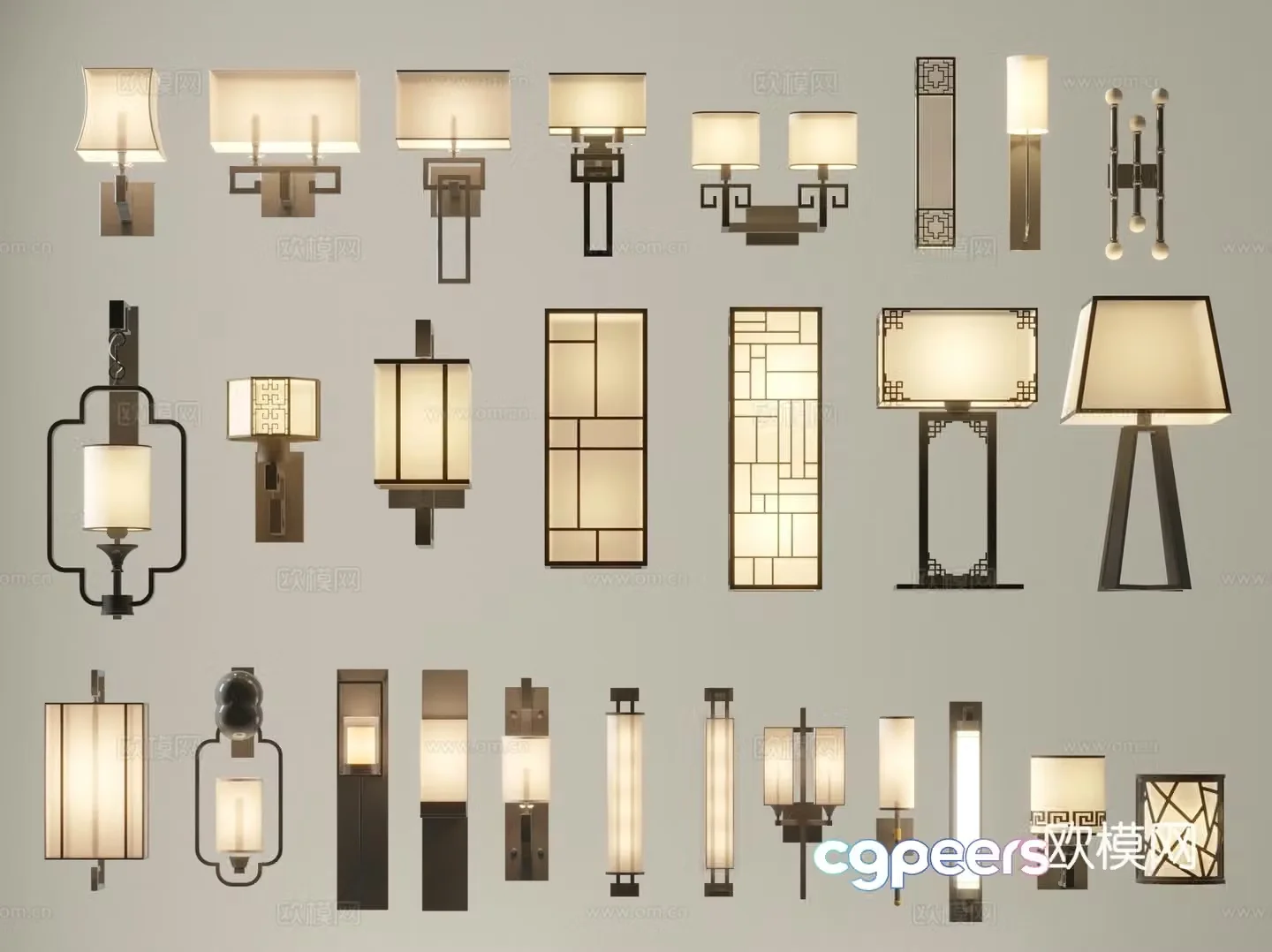 New Chinese wall light 3D model