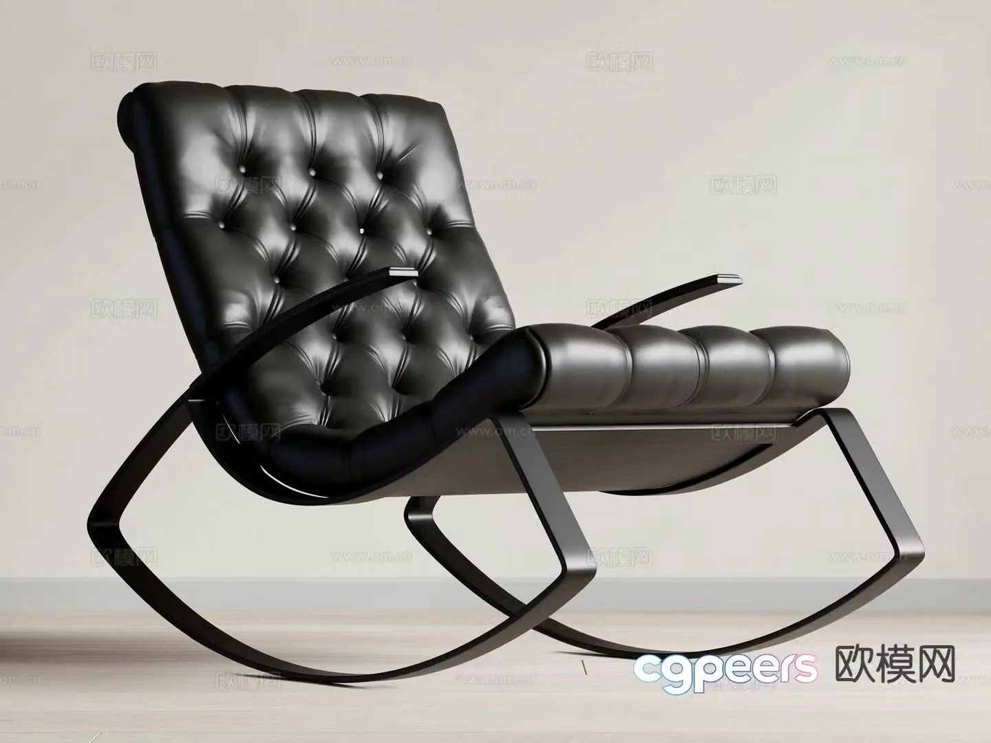 Modern rocking chair leather leisure chair 3d model