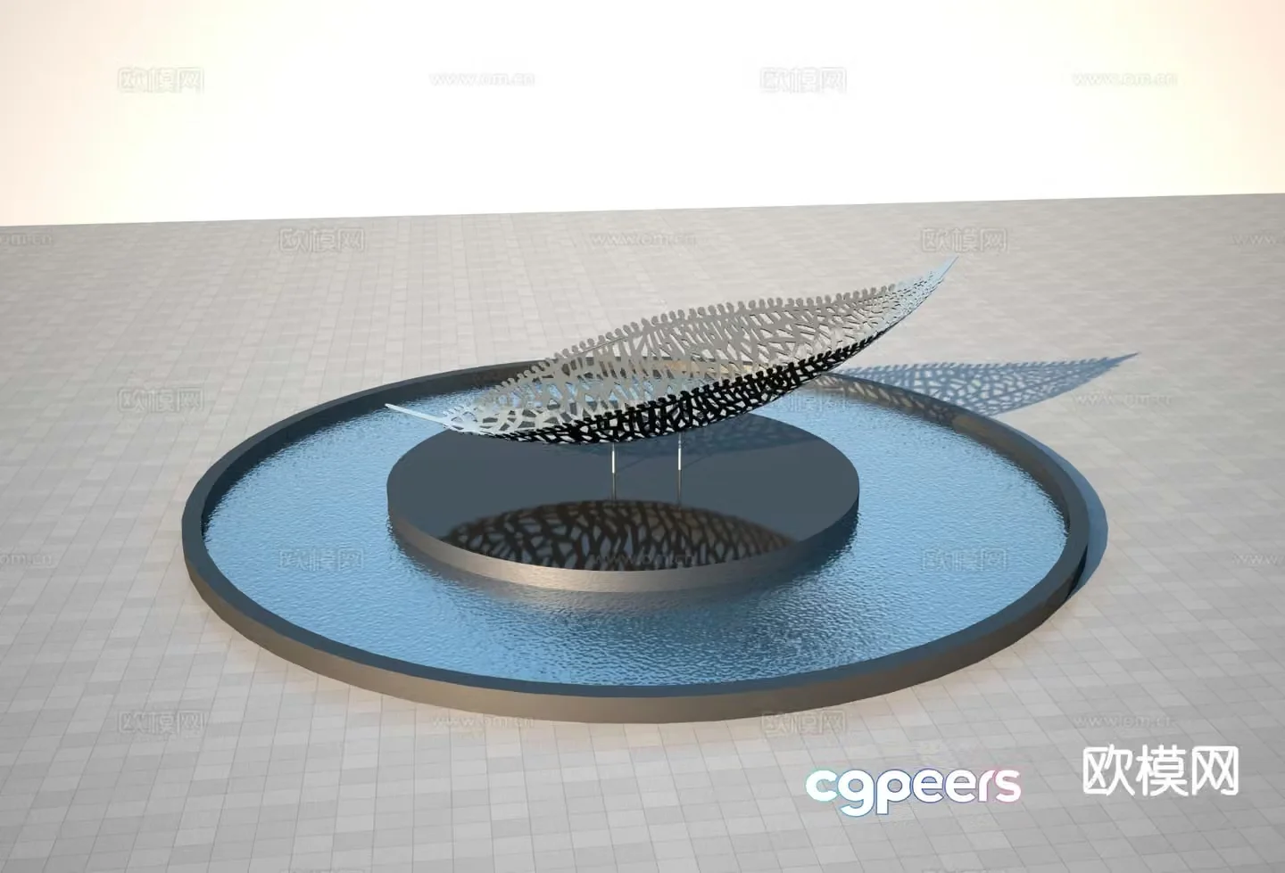 Leaf sculpture square sculpture 3d model