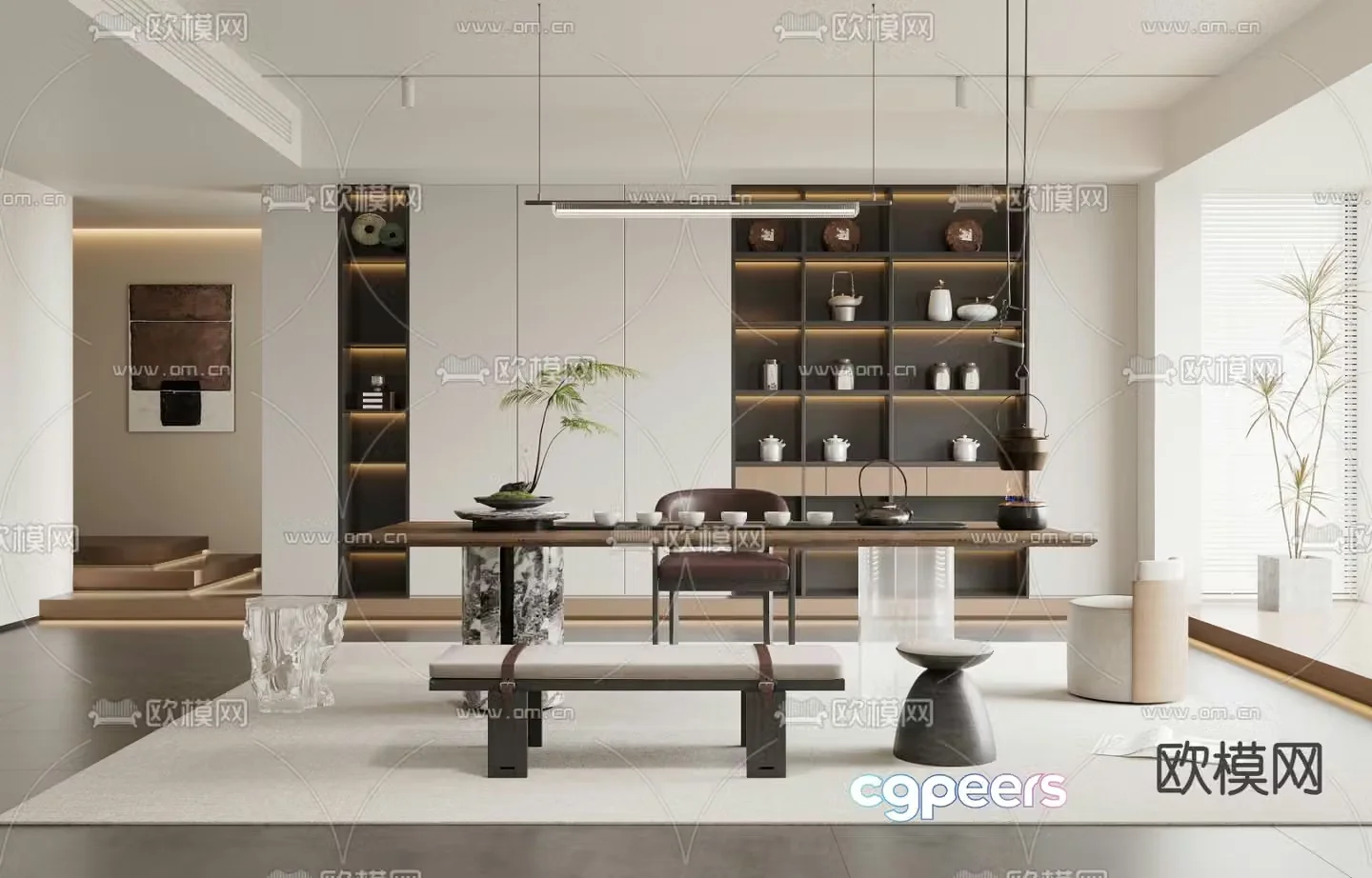 Modern tea room 3d model